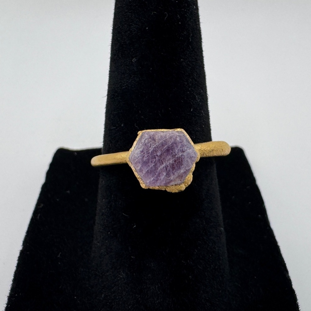 Raw Ruby Ring, Gold Plated Copper, 16 Gauge, SIZE: 7